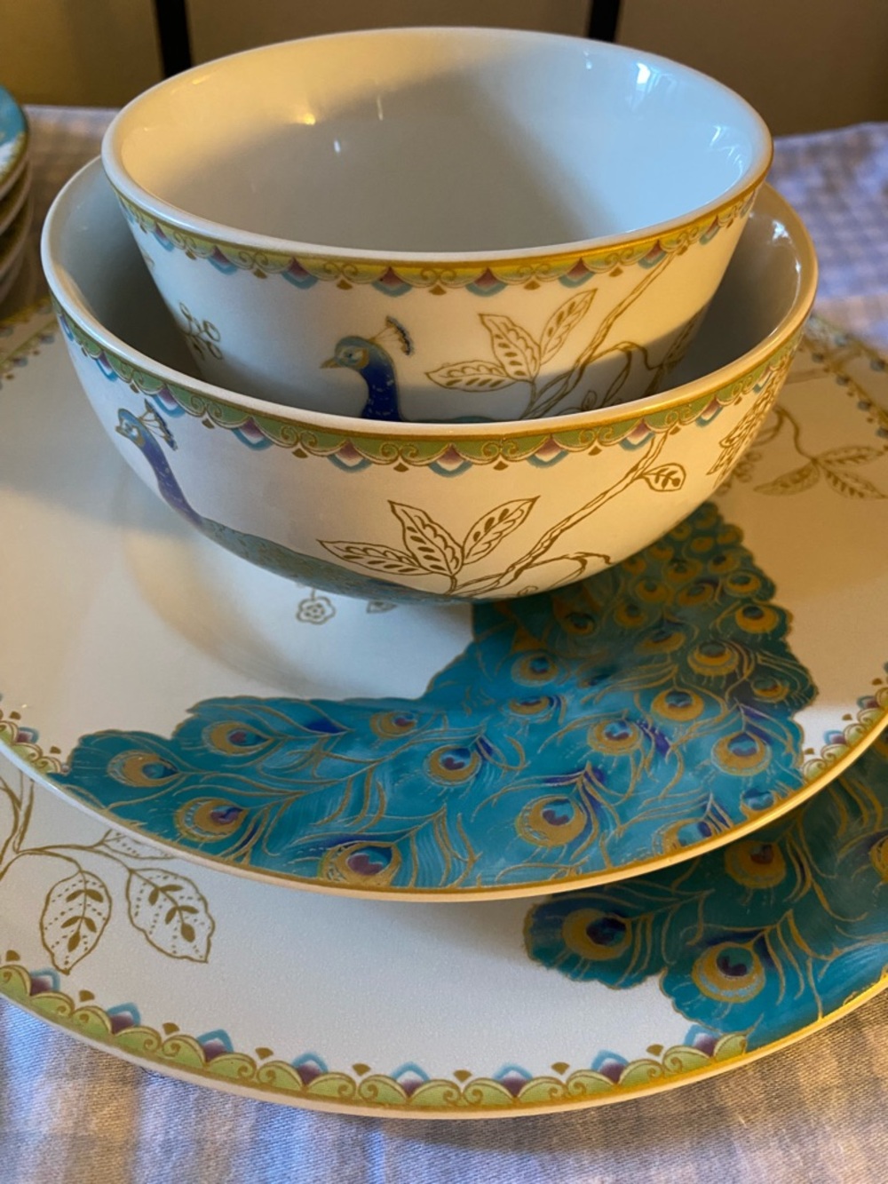 Peacock Garden Fine China Porcelain Dinner Plate by 222 Fifth Set of 2 - Picture 10 of 12